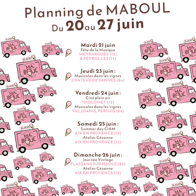 Planning de MABOUL du 20 au 27 juin