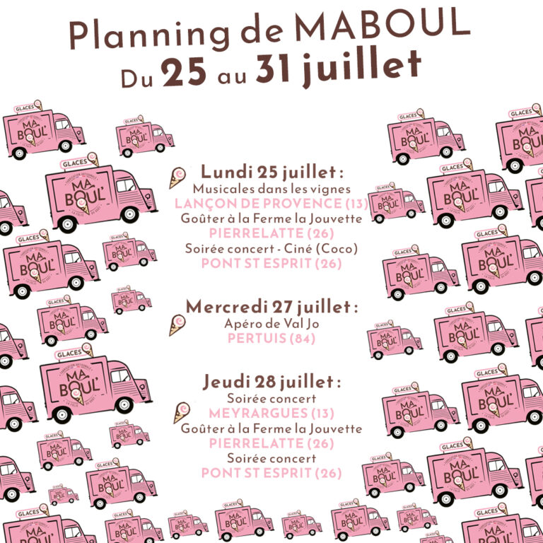 Planning de Maboul du 25 au 31 juillet