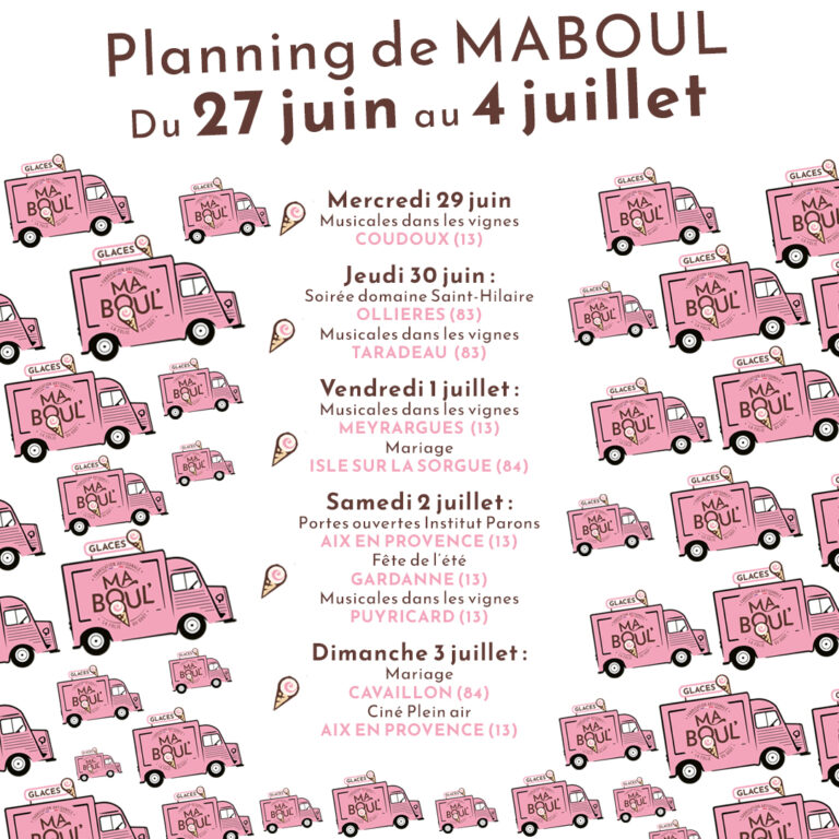 Planning de Maboul du 27 juin au 4 juillet
