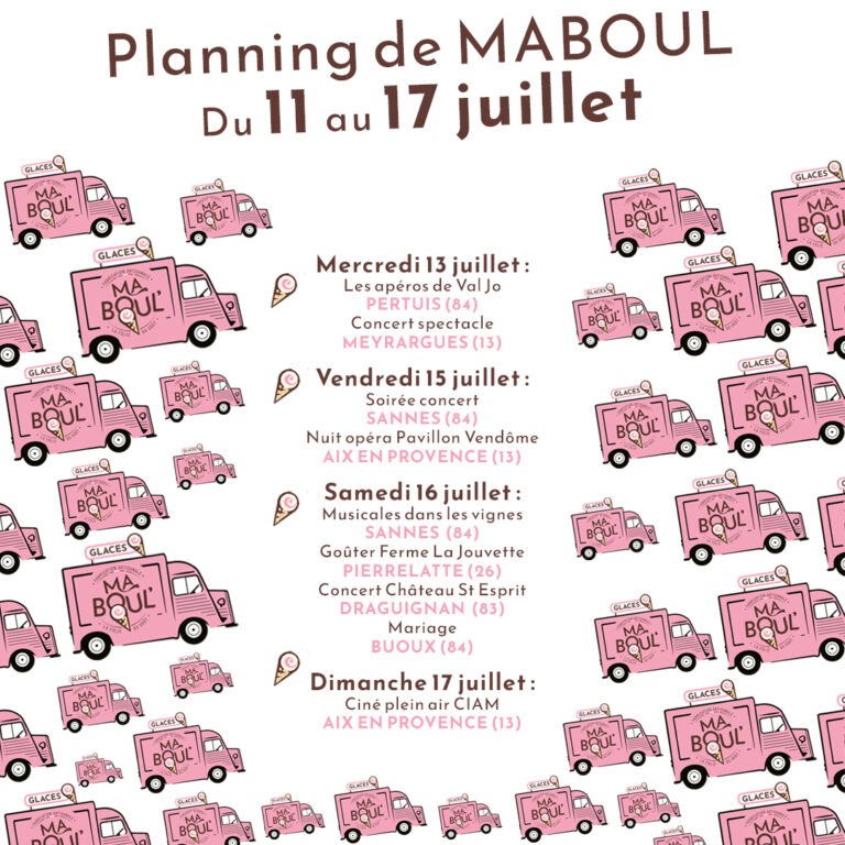Planning de Maboul du 11 au 17 juillet