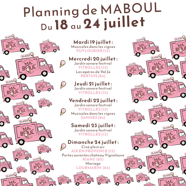 Planning de Maboul du 18 au 24 juillet