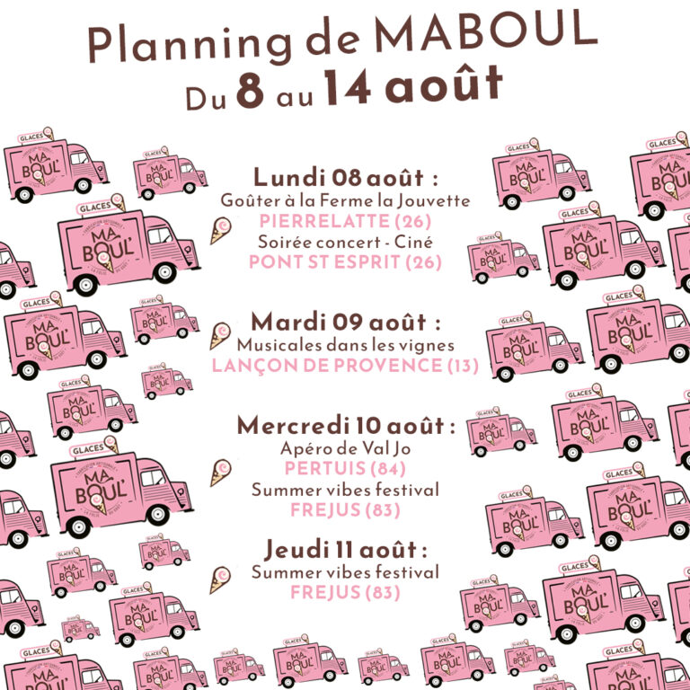 Planning de Maboul du 8 au 14 août